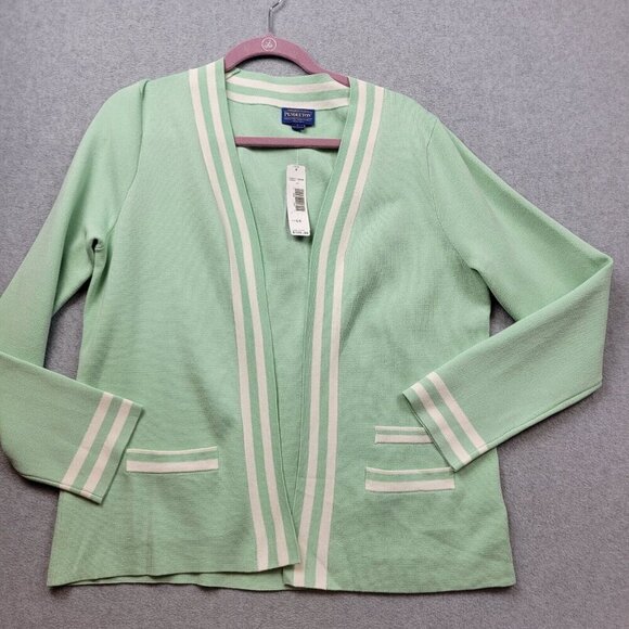 Pendleton Sweaters - Pendleton $129 Cardigan Sweater Womens Large Silk Blend Varsity Style New Teal